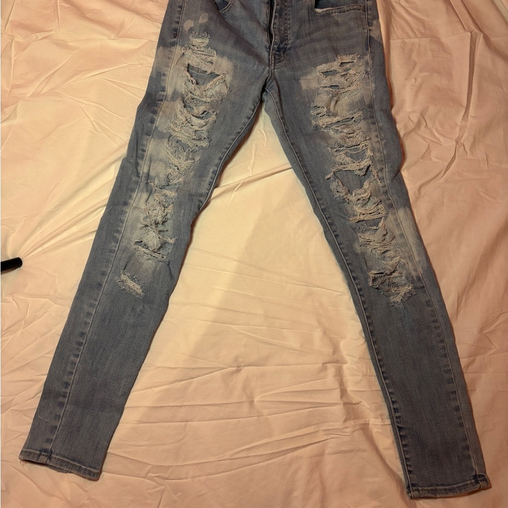 American Eagle Outfitters Ripped Light Blue Skinny Jeans